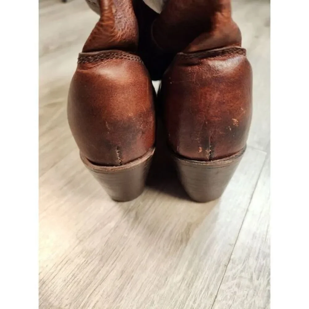 Vintage Frye Leather Boots Over The‎ Knee Cuffed Brown Womens 6B
